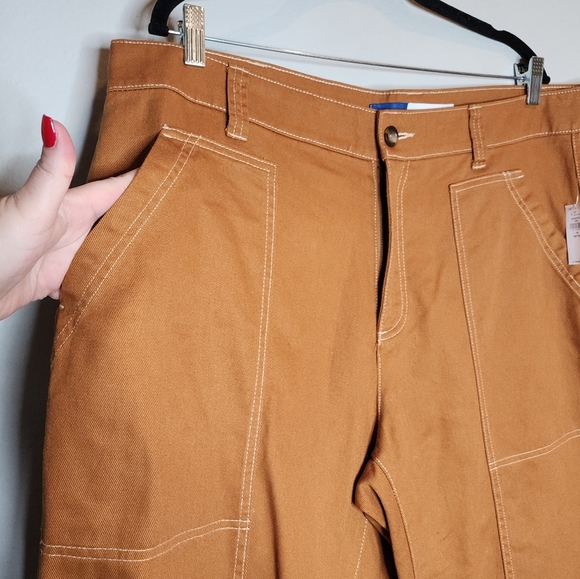 NWT Old Navy Utility Mustard Brown Orange Straight Twill Jeans Size 18 Petite - Picture 5 of 16